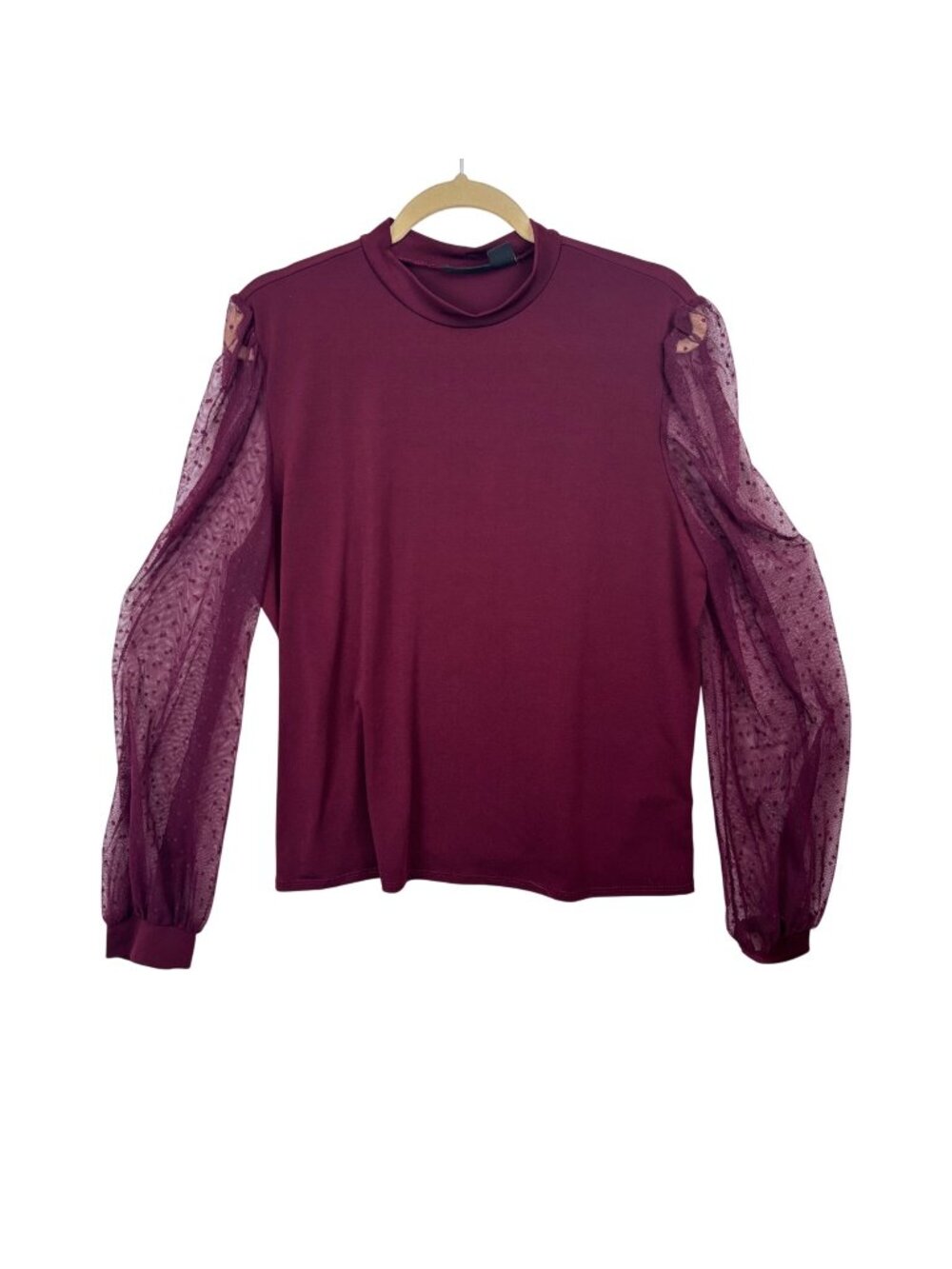 ✨3/$30 Halogen XXL Burgundy Sheer Sleeve Knit Top Womens Office Whimsigoth